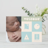 4文字の名前の男の赤ちゃん誕生のお知らせ サンキューカード (スタンド正面)