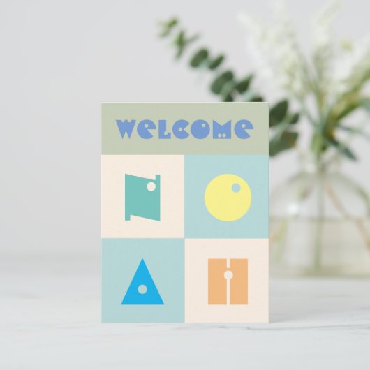 4文字の男の赤ちゃん名生まれたばかりの祝 ポストカード (スタンド正面)