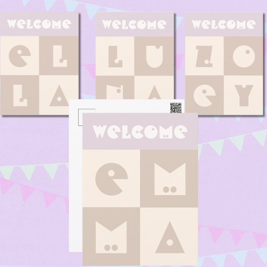 4文字生まれたばかりのの女の子の名前のお祝い ポストカード