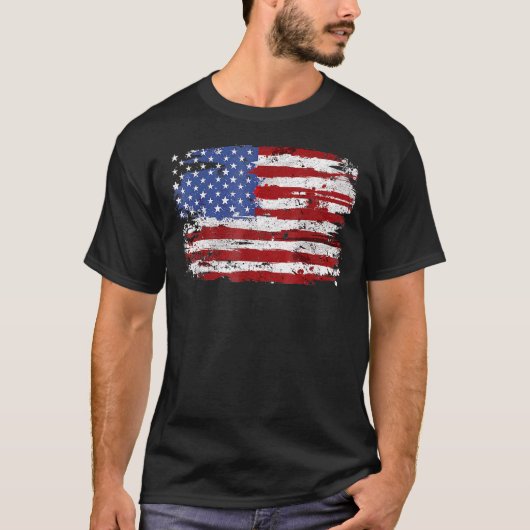 4日のアメリカ独立記念日の米国国旗のヴィンテージ Tシャツ (正面)