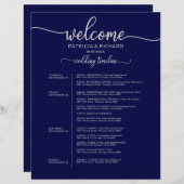 4日の結婚旅程タイムラインネイビーブルーシルバー (正面/裏面)