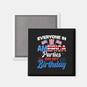 4日の誕生日でアメリカのパーティーの全員 マグネット (正面/裏面)