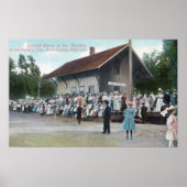 4日の鉄道駅の外景 ポスター (正面)