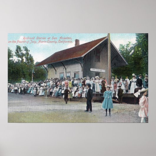 4日の鉄道駅の外景 ポスター (正面)