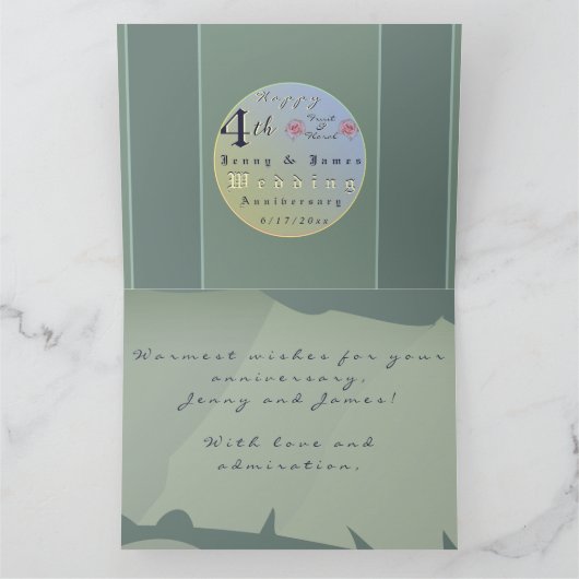 4日フローラ結婚折り返しグリーティングカード カード (内部)