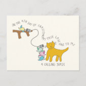 4日目の猫4日目の鳥のクリスマス ポストカード (正面)