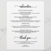 4日間のウェディングウィークエンドの行程 おしゃれなタイムライン (裏面)