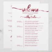 4日間の結婚式ウィークエンドの予定表 シックなタイムライン (正面/裏面)