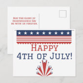 4日7月独立記念日ハッピーパーティー ポストカード (正面/裏面)