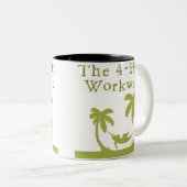 4時間の週労働日数のマグ ツートーンマグカップ (正面右)