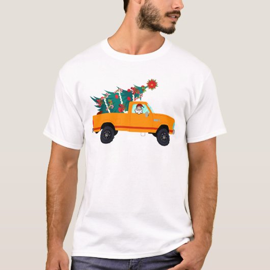 4時間365日のクリスマスツリーを提供するサンタ Tシャツ (正面)