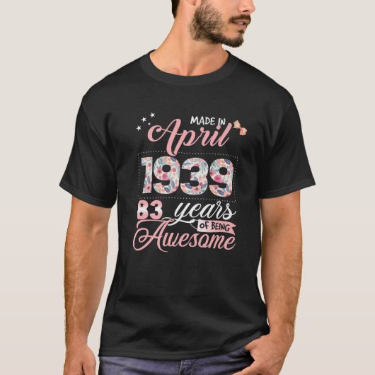 4月に女性向け誕生日フローラ83生まれ位の贈り物 Tシャツ (正面)