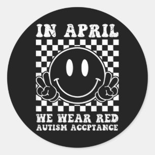 4月に我々衣服赤い自閉症認識受け入れR ラウンドシール