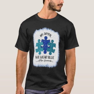 4月に私たちは衣服ブルー自閉症意識ギフト Tシャツ