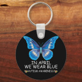 4月に私たち衣服ブルーシャツバタフライリボンオーティス キーホルダー (正面)