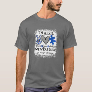 4月に私たち衣服ブルーピースラブ自閉症パズルパイ Tシャツ