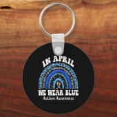 4月に私たち衣服ブルー自閉症啓発月パズル キーホルダー (正面)