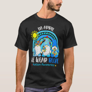 4月に私たち衣服ブルー自閉症意識パズル雨 Tシャツ