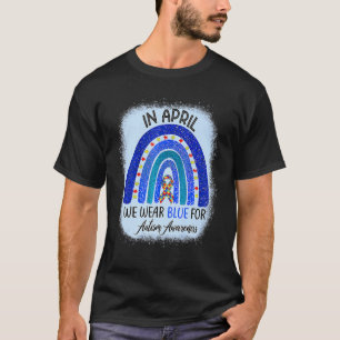 4月に私たち衣服ブルー自閉症意識レインボープズ Tシャツ