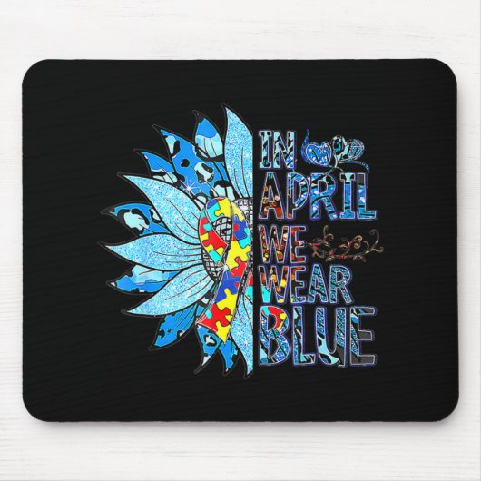 4月に私たち衣服ブルー自閉症意識特別Edu マウスパッド (正面)