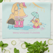 4月のシャワーは人魚の花の台所タオルを持って来ます キッチンタオル (折り畳み)