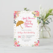 4月のシャワーは誕生日の花の第1誕生日を持って来ます 招待状 (スタンド正面)