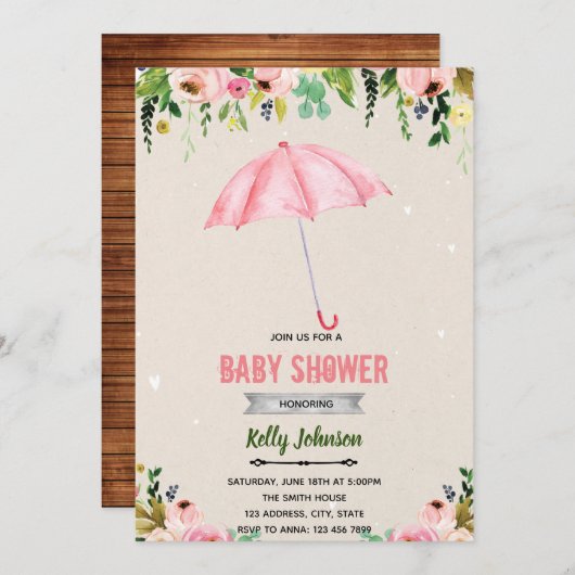 4月のシャワー5月の花をテーマにした招待状 招待状 (正面/裏面)