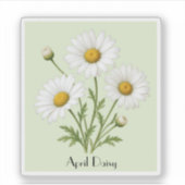 4月のデイジーの花 ステッカー シール (正面)
