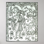 4月の太陽のシンボルや象徴占星術の付き ポスター (正面)