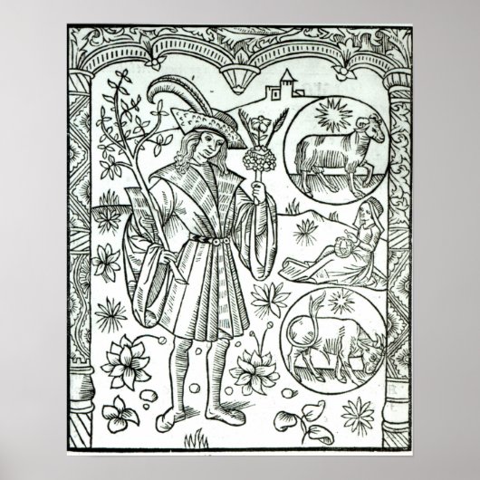 4月の太陽のシンボルや象徴占星術の付き ポスター (正面)