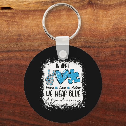 4月の平和愛自閉症We衣服ブルー自閉症 キーホルダー (正面)
