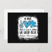 4月の平和愛自閉症We衣服ブルー自閉症 ポストカード (正面/裏面)