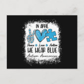 4月の平和愛自閉症We衣服ブルー自閉症 ポストカード (正面)