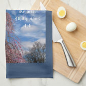 4月の空とピリピ4:4 キッチンタオル (四つ折り)