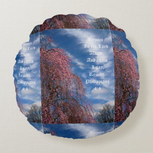 4月の空とピリピ4:4 ラウンドクッション (正面)