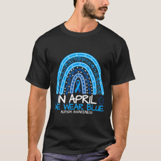 4月の自閉症意識We衣服ブルー Tシャツ