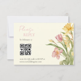 4月の花園 水仙のRSVPカード 出欠カード