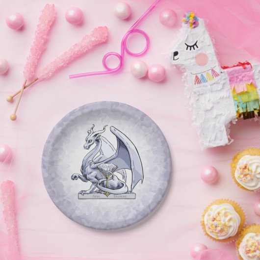 4月の誕生石龍：ダイヤモンド ペーパープレート (パーティー)