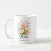 4月の誕生花の励ましママラップ コーヒーマグカップ (左)