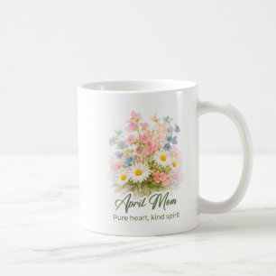 4月の誕生花の励ましママラップ コーヒーマグカップ