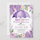 4月の雨が5月の花をもたらす パープル傘 招待状 (正面)