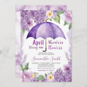 4月の雨が5月の花をもたらす パープル傘 招待状 (正面/裏面)