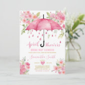 4月の雨が5月の花をもたらす ピンクの傘 招待状 (スタンド正面)