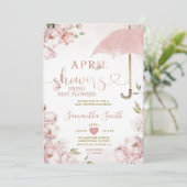4月の雨が5月の花をもたらす ピンクの傘 招待状 (スタンド正面)