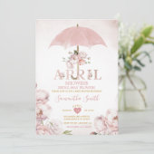 4月の雨が5月の花をもたらす ピンクの傘 招待状 (スタンド正面)