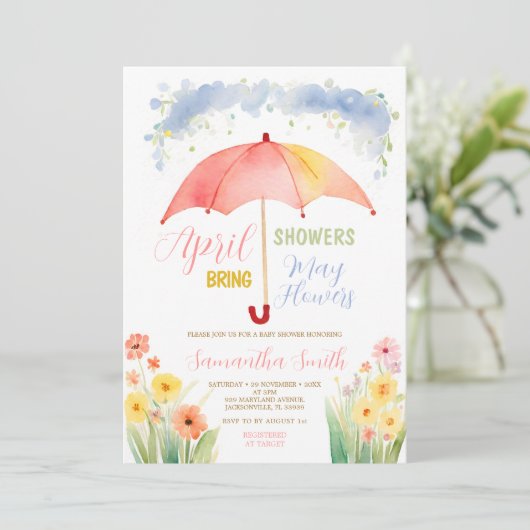 4月の雨が5月の花をもたらす 赤い傘 招待状 (スタンド正面)