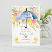 4月の雨が5月の花をもたらす 青い傘 招待状 (スタンド正面)