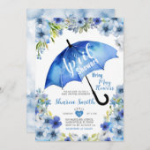 4月の雨が5月の花をもたらす 青い傘 招待状 (正面/裏面)
