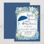 4月の雨が5月の花を育てる ブルー傘 招待状 (正面/裏面)