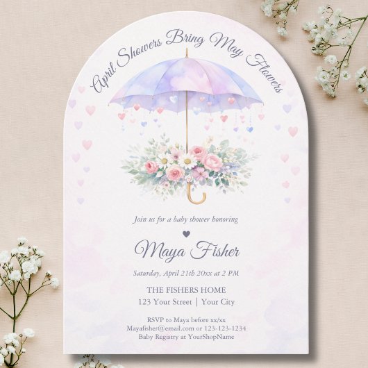 4月の雨が5月の花を育てる ベビーシャワー 招待状